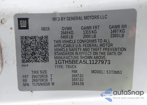 2020 GMC Canyon 2Wd from USA, damaged, VIN 1GTH5BEA5L1127973